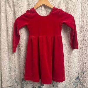 Hanna Andersson Super Soft Red Velour Skater Dress Girls US 4 Sz 100 Pockets